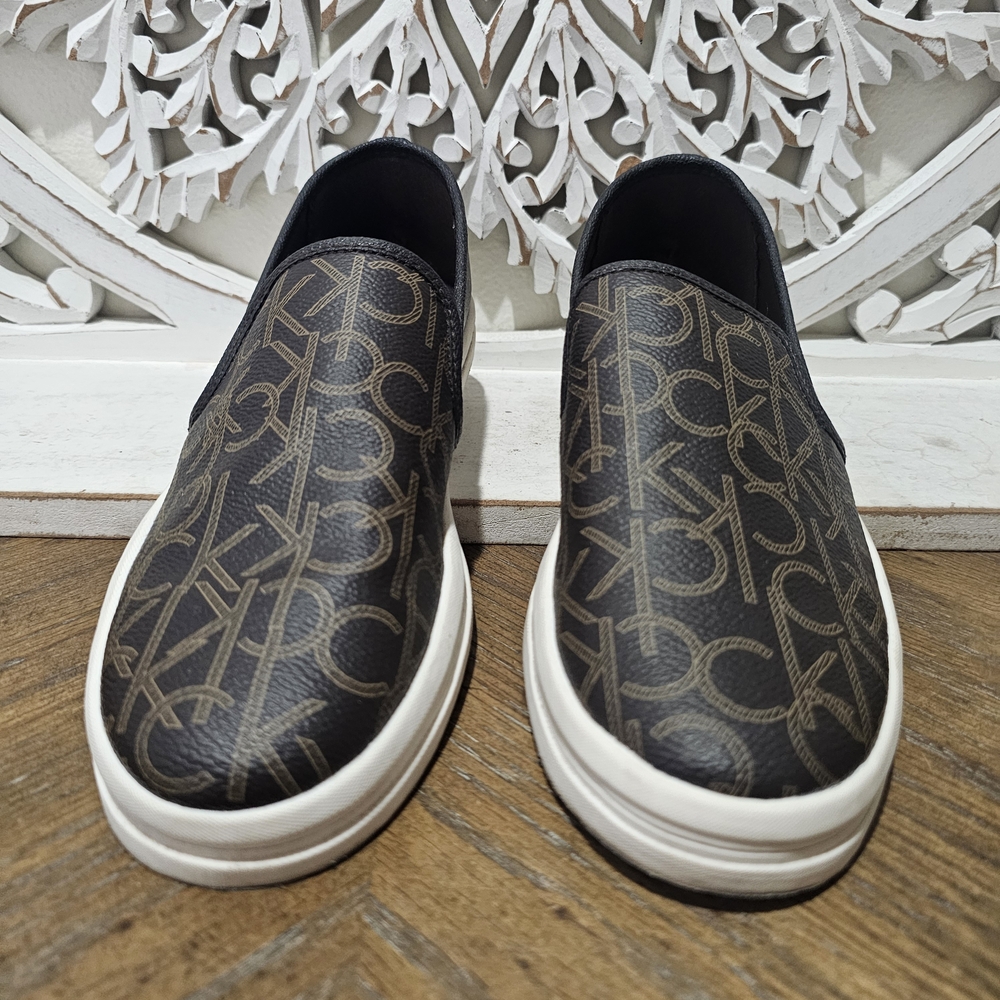 Calvin Kelin Brown Logo Slip-On Shoes Womens 8 - Picture 2 of 6